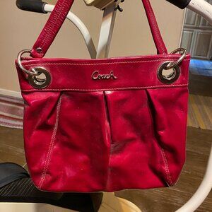 Authentic Red Patent Leather Coach Ashley Brand Shoulder bag/Purse Comes w/COA